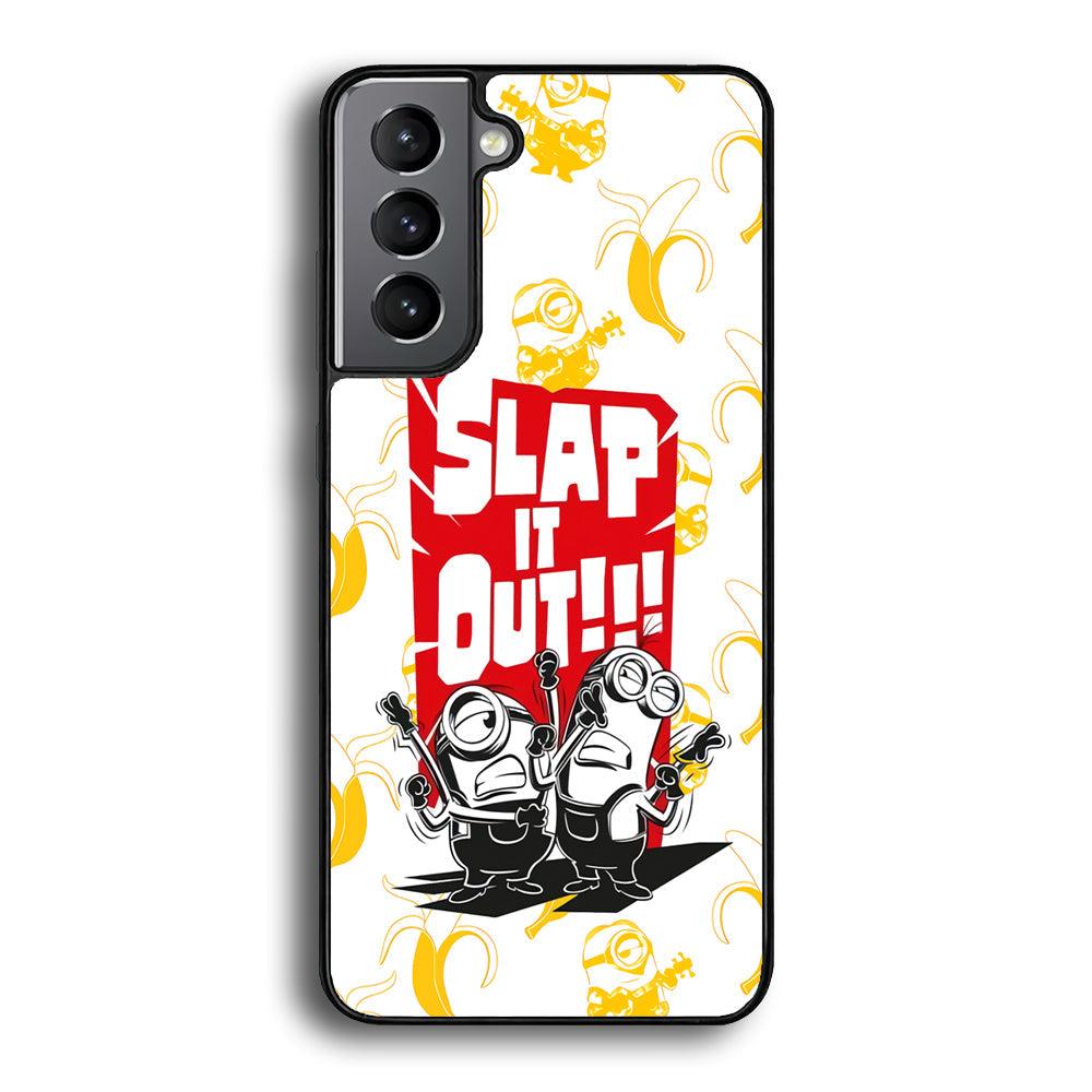 Minions Slap It Out Samsung Galaxy S24 Case-Rubber Black (2D Case)-Oxvistore