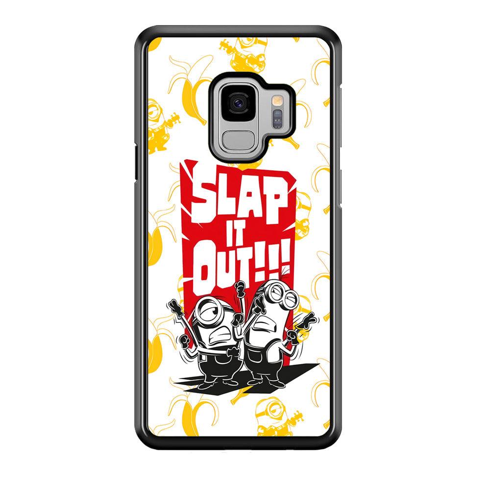 Minions Slap It Out Samsung Galaxy S9 Case-Rubber Black (2D Case)-Oxvistore