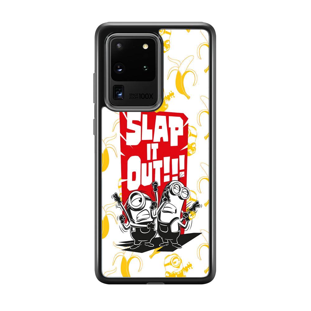 Minions Slap It Out Samsung Galaxy S20 Ultra Case-Rubber Black (2D Case)-Oxvistore