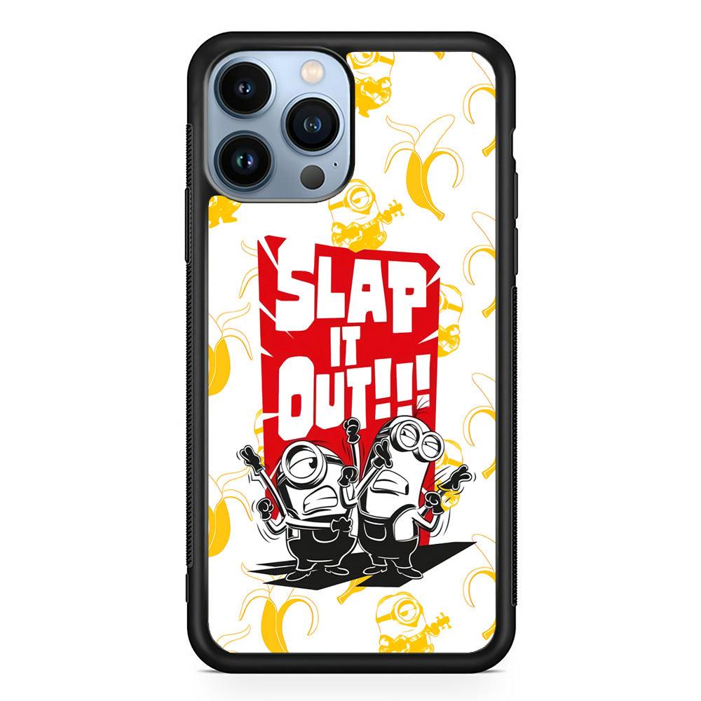 Minions Slap It Out iPhone 13 Pro Case-Rubber Black (2D Case)-Oxvistore