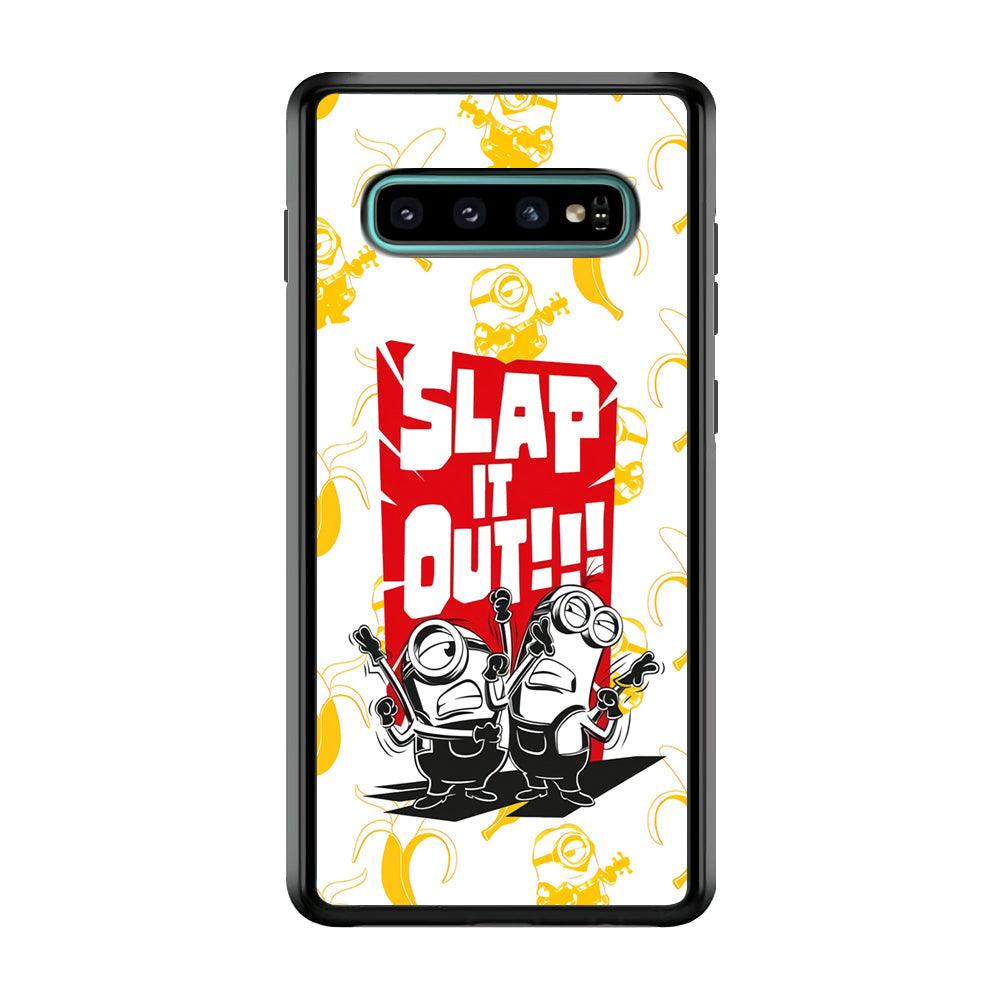 Minions Slap It Out Samsung Galaxy S10 Plus Case-Rubber Black (2D Case)-Oxvistore