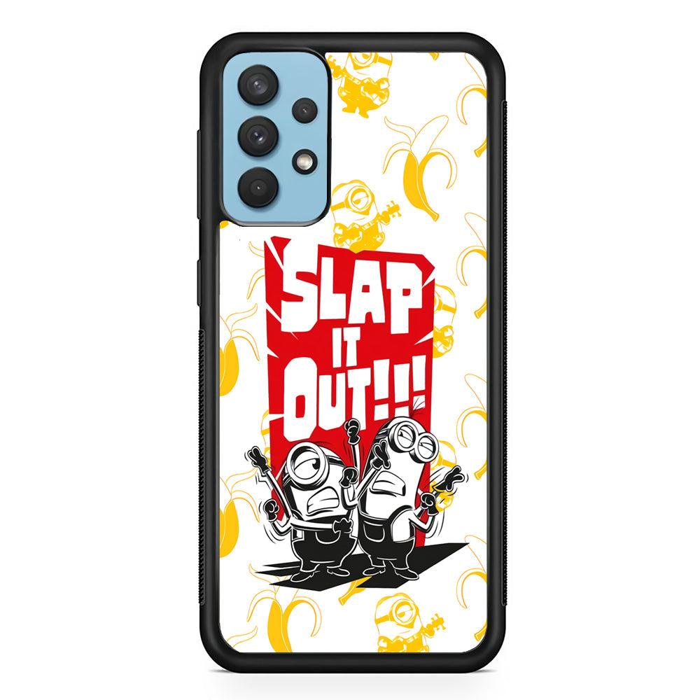 Minions Slap It Out Samsung Galaxy A32 Case-Rubber Black (2D Case)-Oxvistore