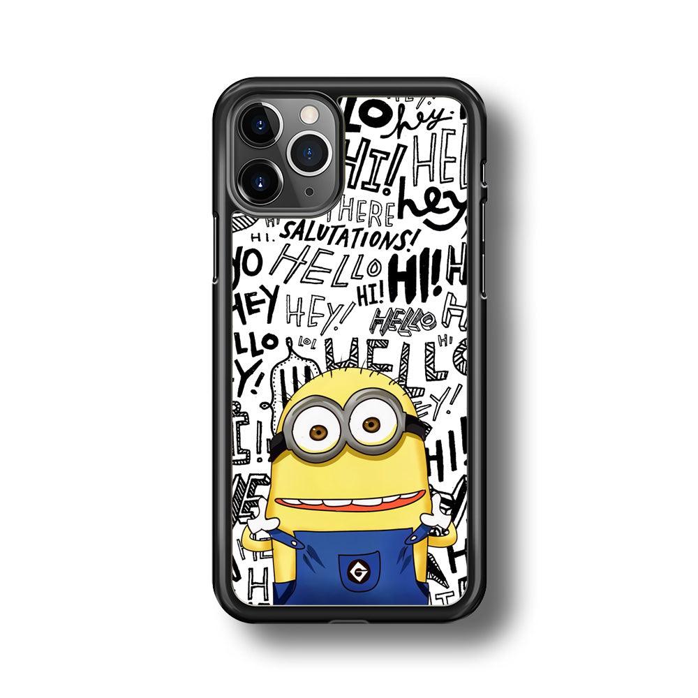 Minions Hail Word iPhone 11 Pro Case-Rubber Black (2D Case)-Oxvistore