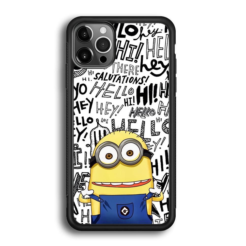 Minions Hail Word iPhone 12 Pro Max Case-Rubber Black (2D Case)-Oxvistore