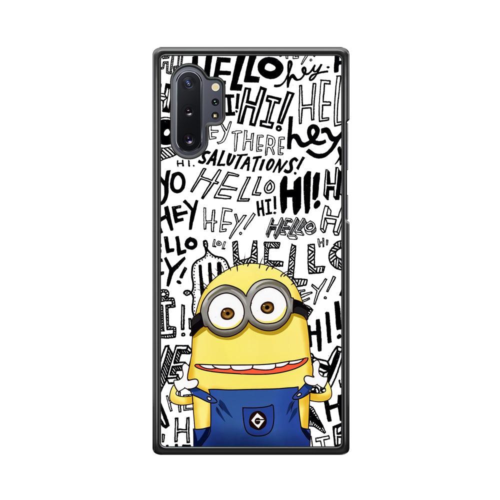 Minions Hail Word Samsung Galaxy Note 10 Plus Case-Rubber White (2D Case)-Oxvistore