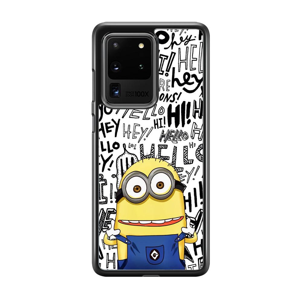 Minions Hail Word Samsung Galaxy S20 Ultra Case-Rubber Black (2D Case)-Oxvistore