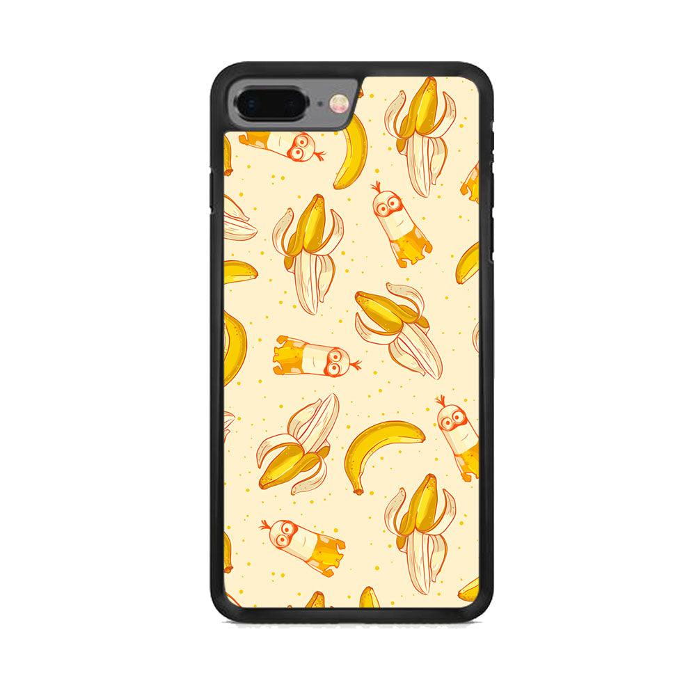 Minions and Banana Patern iPhone 7 Plus Case-Rubber Black (2D Case)-Oxvistore
