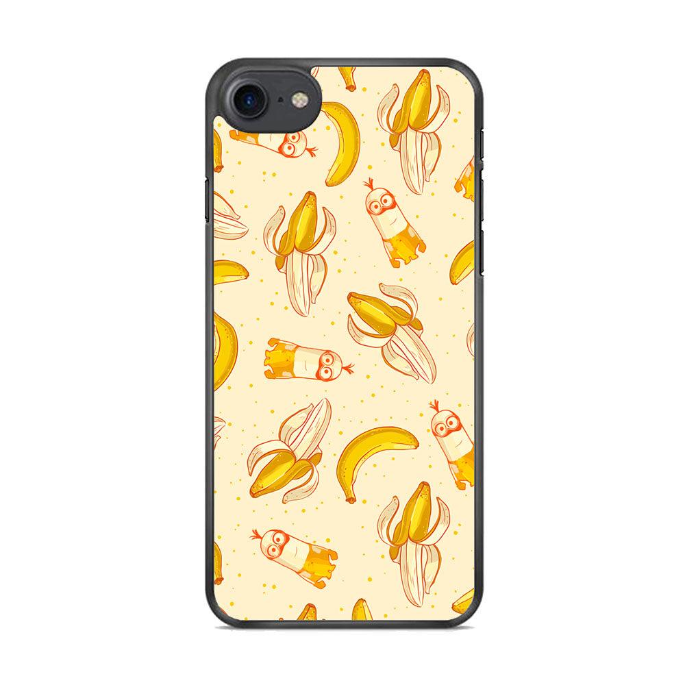 Minions and Banana Patern iPhone 8 Plus Case-Rubber Black (2D Case)-Oxvistore