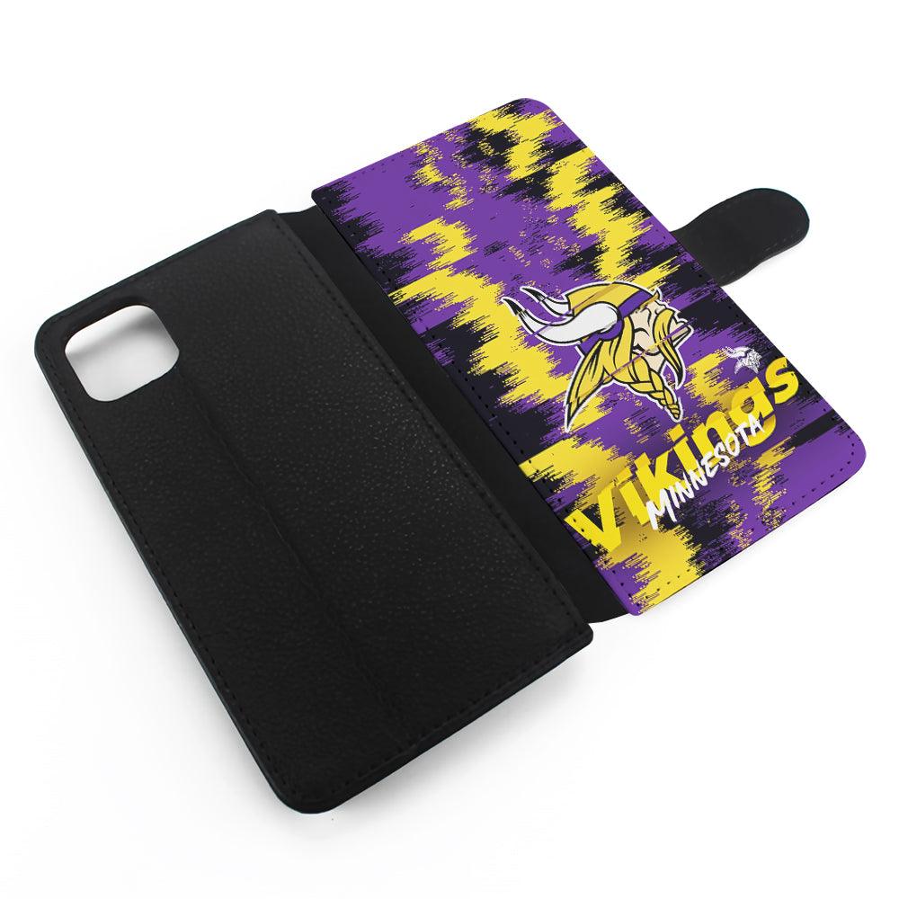 Minnesota Vikings Abstract Color Flip Wallet Phone Case-Oxvistore