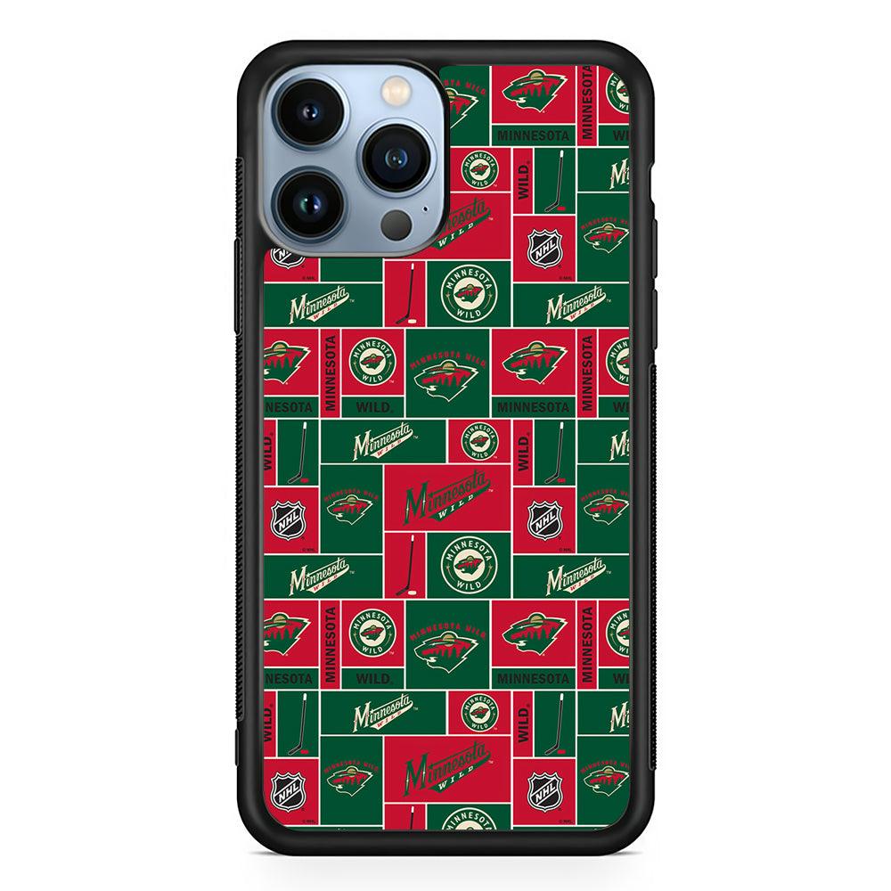 Minnesota Wild Pattern 2D Rubber Phone Case-Black-Oxvistore