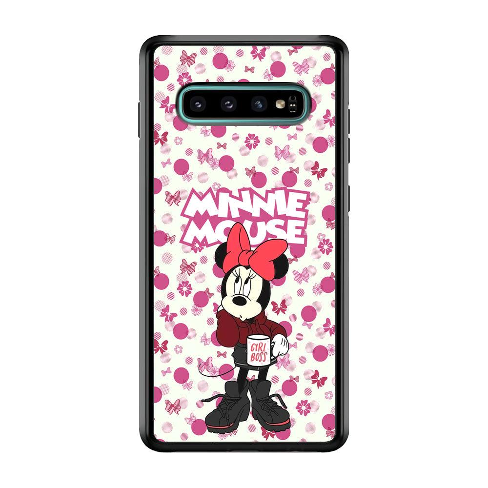 Minnie Mouse is Girl Boss Samsung Galaxy S10 Case-Rubber Black (2D Case)-Oxvistore