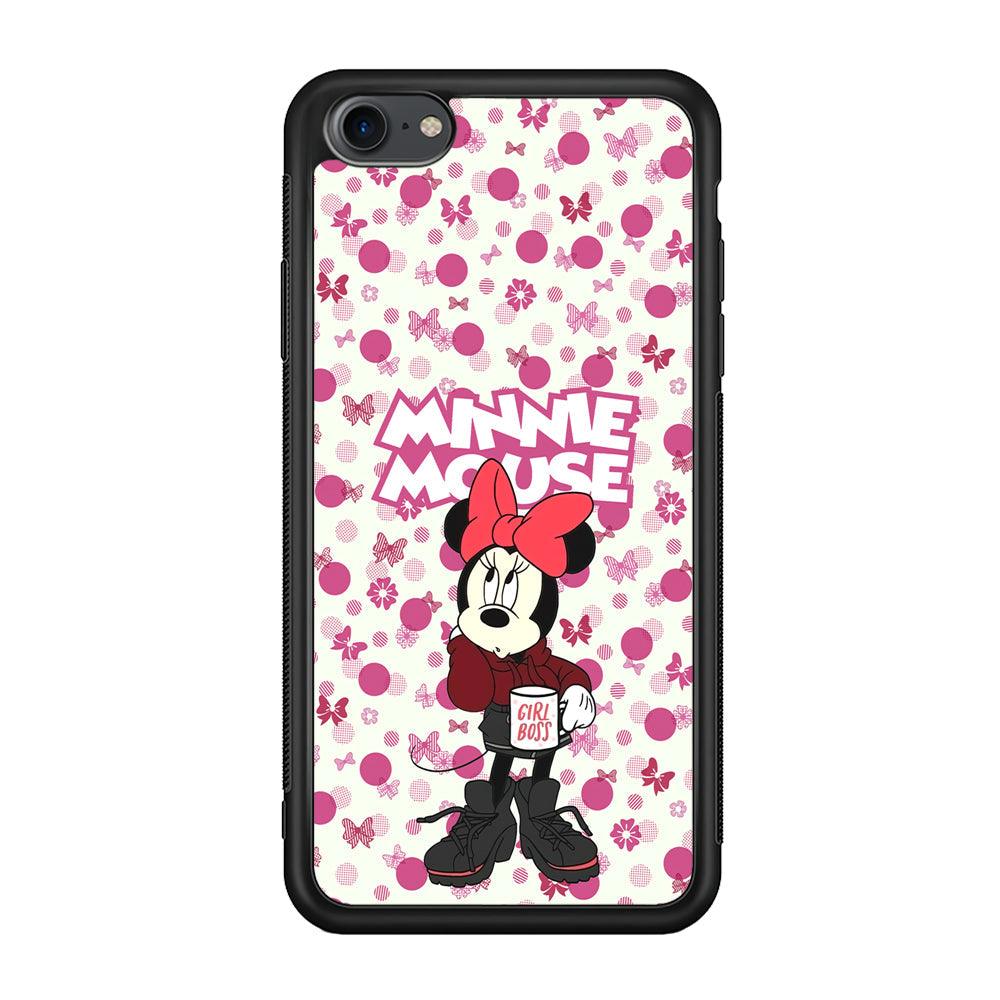 Minnie Mouse is Girl Boss iPhone 8 Case-Rubber Black (2D Case)-Oxvistore