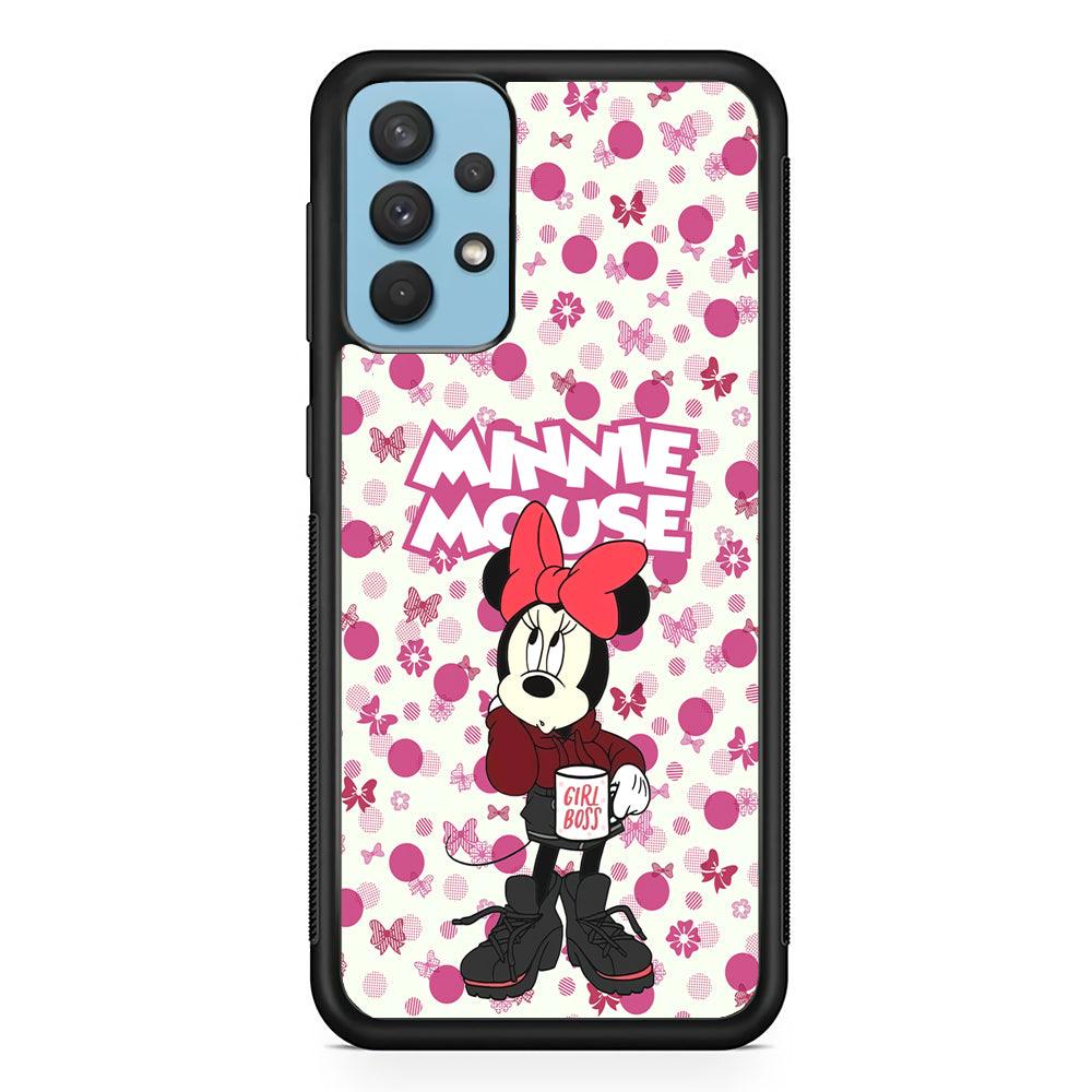 Minnie Mouse is Girl Boss Samsung Galaxy A32 Case-Rubber Black (2D Case)-Oxvistore