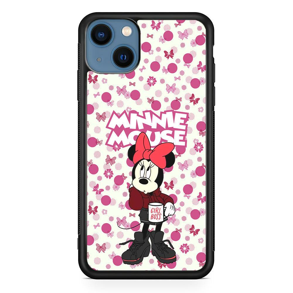 Minnie Mouse is Girl Boss iPhone 15 Case-Rubber Black (2D Case)-Oxvistore