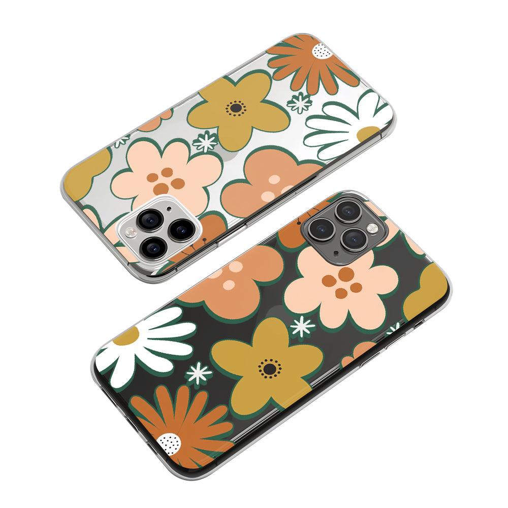 Mix Flowers Brown Theme Art Clear Soft Case-Oxvistore