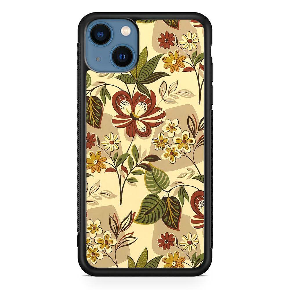 Modern Nature Scratches Hexagon Petals iPhone 15 Case-Rubber White (2D Case)-Oxvistore