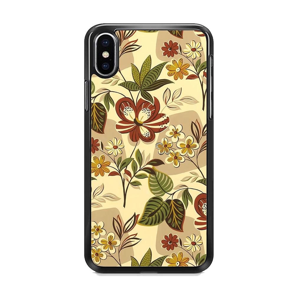 Modern Nature Scratches Hexagon Petals iPhone X Case-Rubber Black (2D Case)-Oxvistore