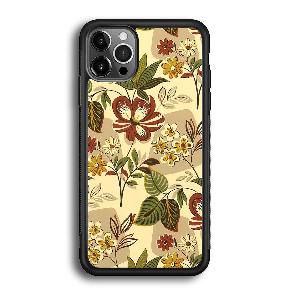 Modern Nature Scratches Hexagon Petals iPhone 12 Pro Case-Rubber Black (2D Case)-Oxvistore