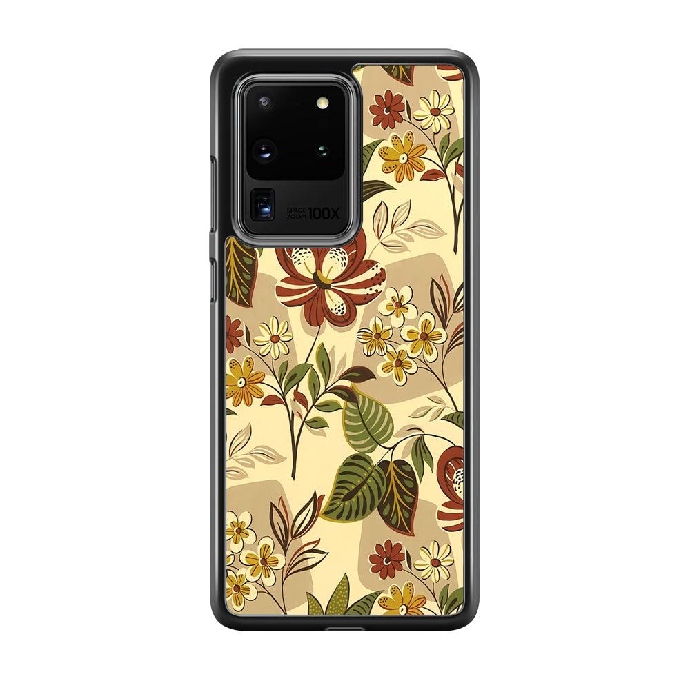 Modern Nature Scratches Hexagon Petals Samsung Galaxy S20 Ultra Case-Rubber Black (2D Case)-Oxvistore