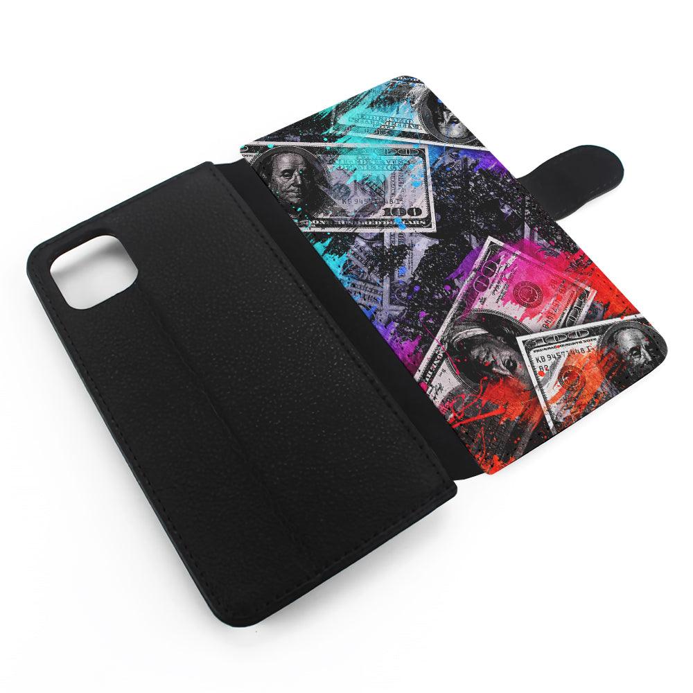 Money Bills Art Abstract Flip Wallet Phone Case-Oxvistore