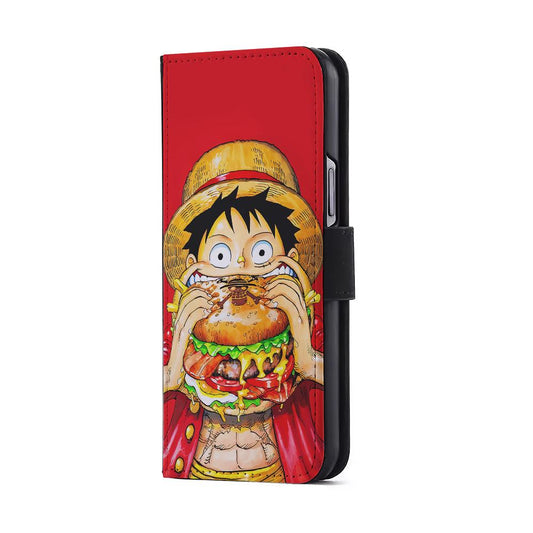 Monkey D Luffy Eating a Burger Flip Wallet Phone Case-Oxvistore
