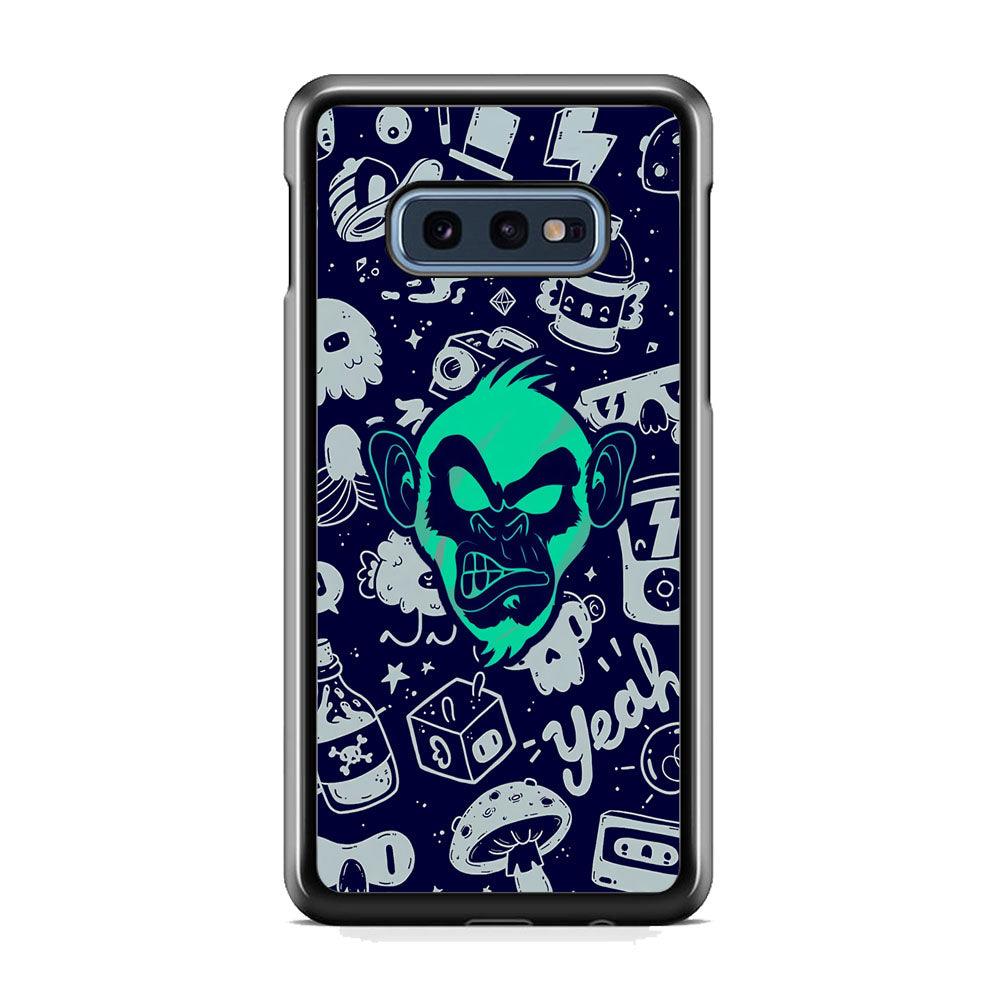 Monkey Fun Glow Samsung Galaxy S10E Case-Rubber Black (2D Case)-Oxvistore