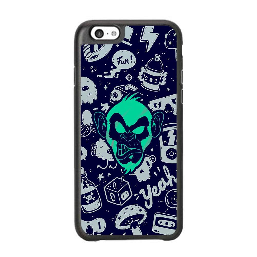 Monkey Fun Glow iPhone 6 Plus | 6s Plus Case-Rubber Black (2D Case)-Oxvistore