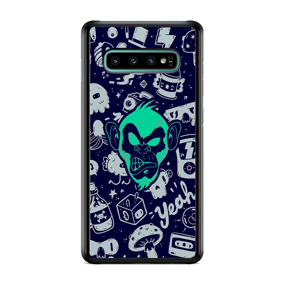 Monkey Fun Glow Samsung Galaxy S10 Plus Case-Rubber White (2D Case)-Oxvistore