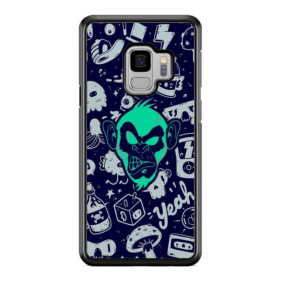 Monkey Fun Glow Samsung Galaxy S9 Case-Rubber Black (2D Case)-Oxvistore