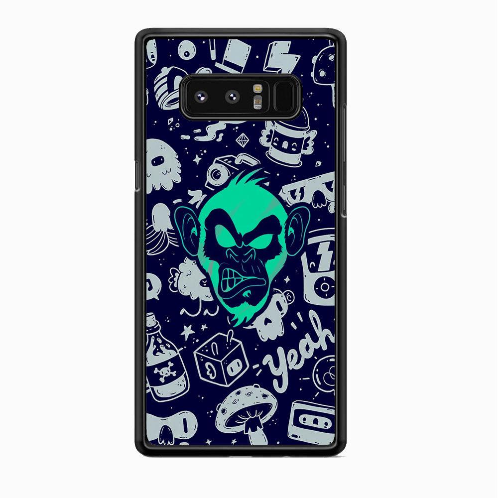 Monkey Fun Glow Samsung Galaxy Note 8 Case-Rubber Black (2D Case)-Oxvistore