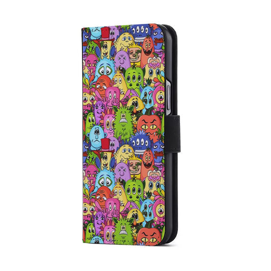 Monster Alien Cartoon Doodle Flip Wallet Phone Case-Oxvistore