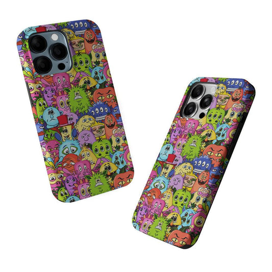 Monster Alien Cartoon Doodle 2 in 1 Tough Phone Case-Oxvistore