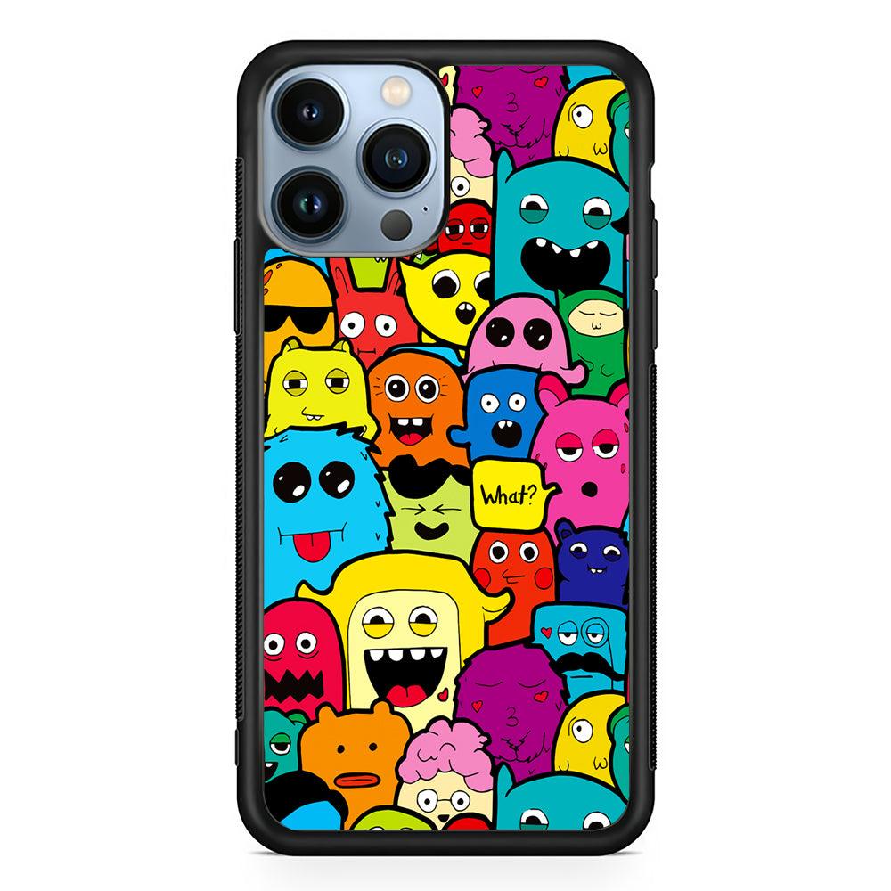 Monster Doodle Funny and Spooky 2D Rubber Phone Case-Black-Oxvistore