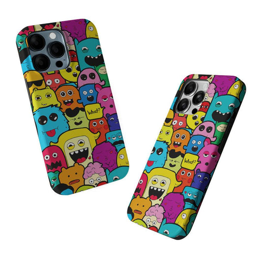 Monster Doodle Funny and Spooky 2 in 1 Tough Phone Case-Oxvistore