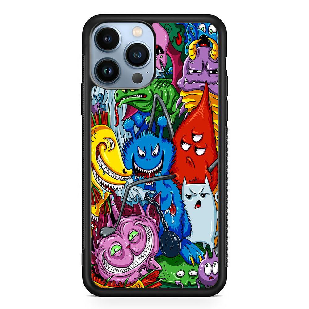 Monster Graffiti Character 2D Rubber Phone Case-Black-Oxvistore