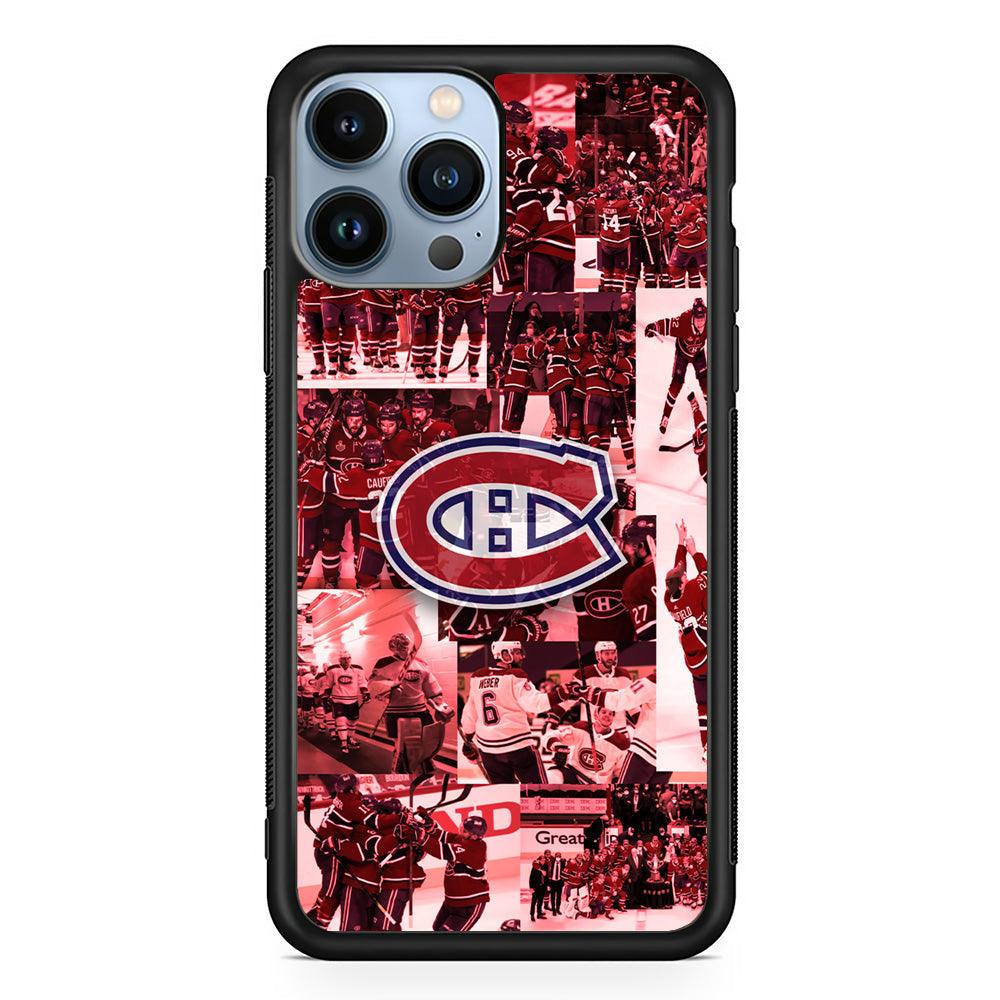Montreal Canadiens Collage of Celebration iPhone 14 Pro Max Case-Rubber Black (2D Case)-Oxvistore