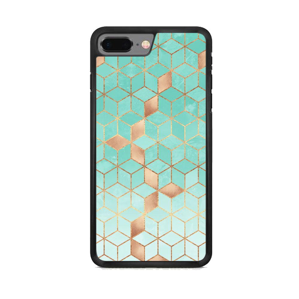 Mosaic Square Blue Phase iPhone 7 Plus Case-Rubber Black (2D Case)-Oxvistore