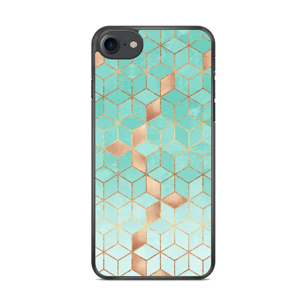 Mosaic Square Blue Phase iPhone 8 Plus Case-Rubber Black (2D Case)-Oxvistore