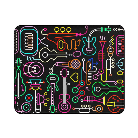 Music Instruments Neon Mouse Pads | Custom Mouse Pad with Non-Slip Rubber Base