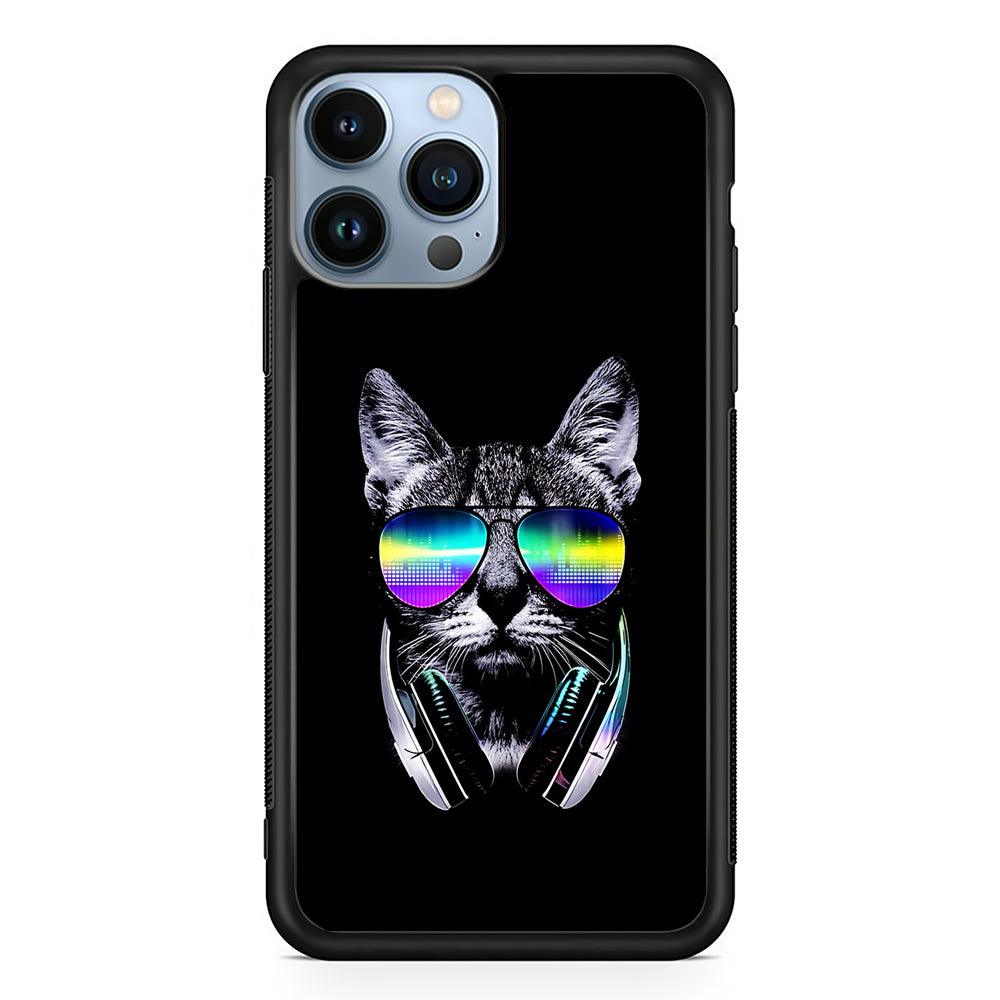 Music Lover Cat DJ 2D Rubber Phone Case-Black-Oxvistore