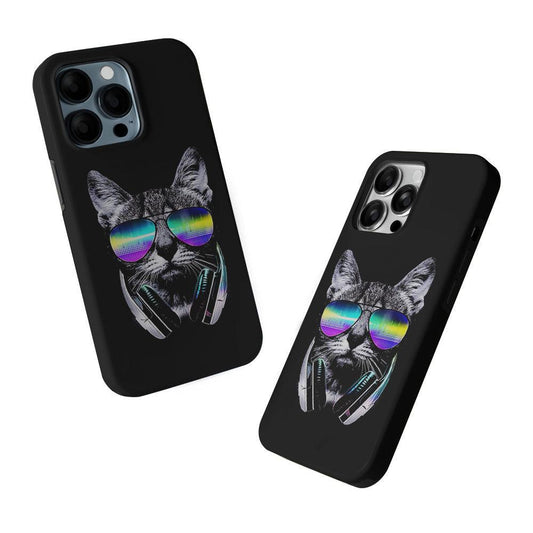 Music Lover Cat DJ 2 in 1 Tough Phone Case-Oxvistore