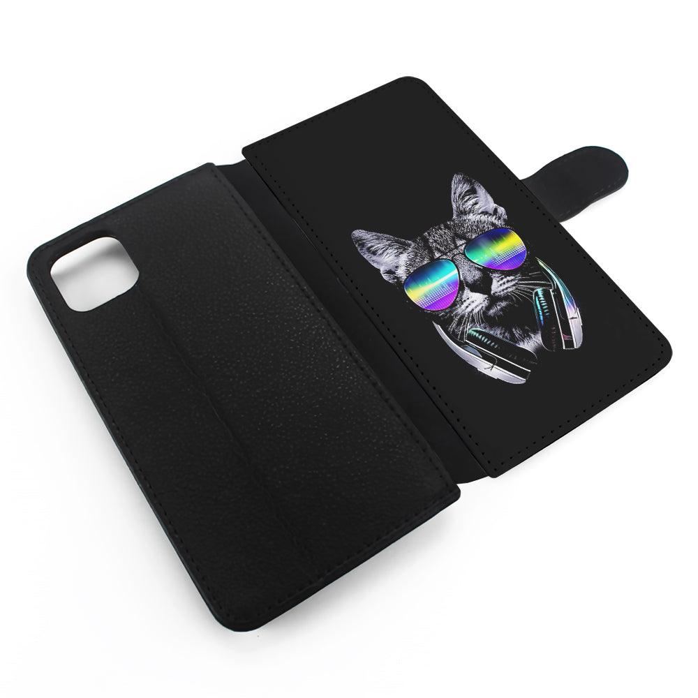 Music Lover Cat DJ Flip Wallet Phone Case-Oxvistore