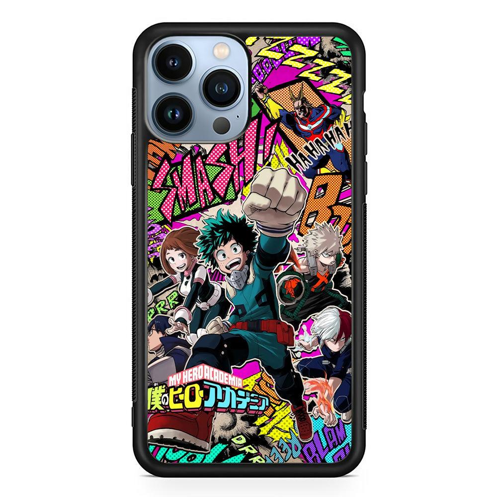My Hero Academia Feel The Smash iPhone 13 Pro Max Case-Rubber Black (2D Case)-Oxvistore