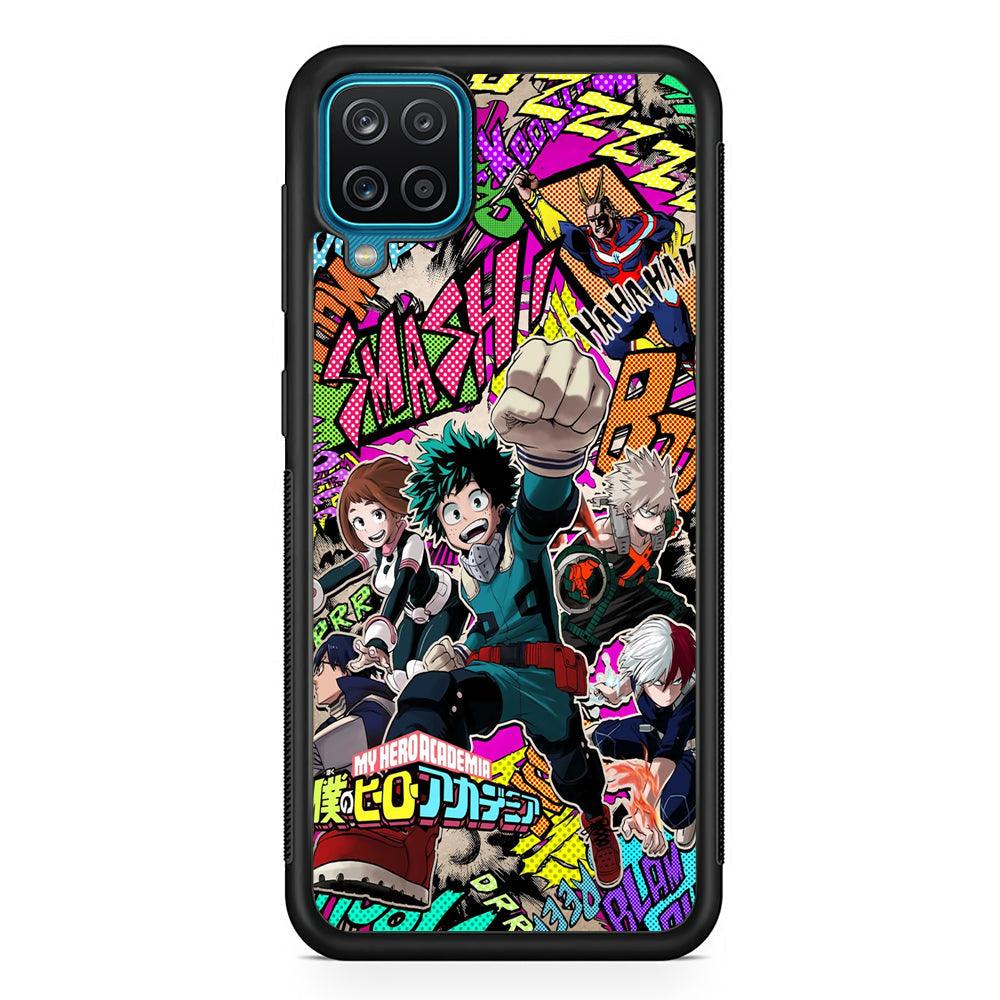 My Hero Academia Feel The Smash Samsung Galaxy A12 Case-Rubber Black (2D Case)-Oxvistore
