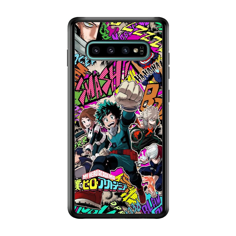 My Hero Academia Feel The Smash Samsung Galaxy S10 Case-Rubber Black (2D Case)-Oxvistore