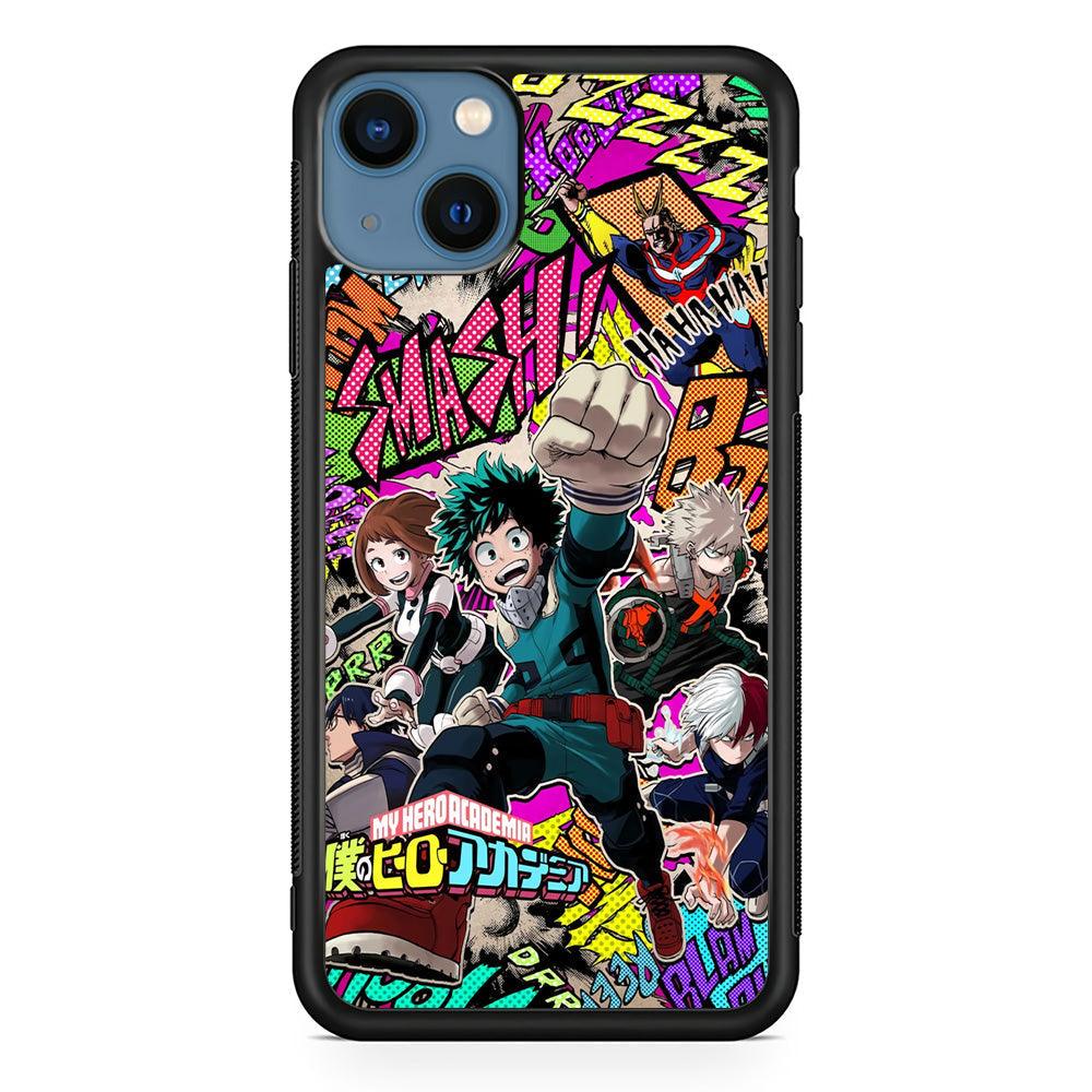 My Hero Academia Feel The Smash iPhone 14 Case-Rubber Black (2D Case)-Oxvistore