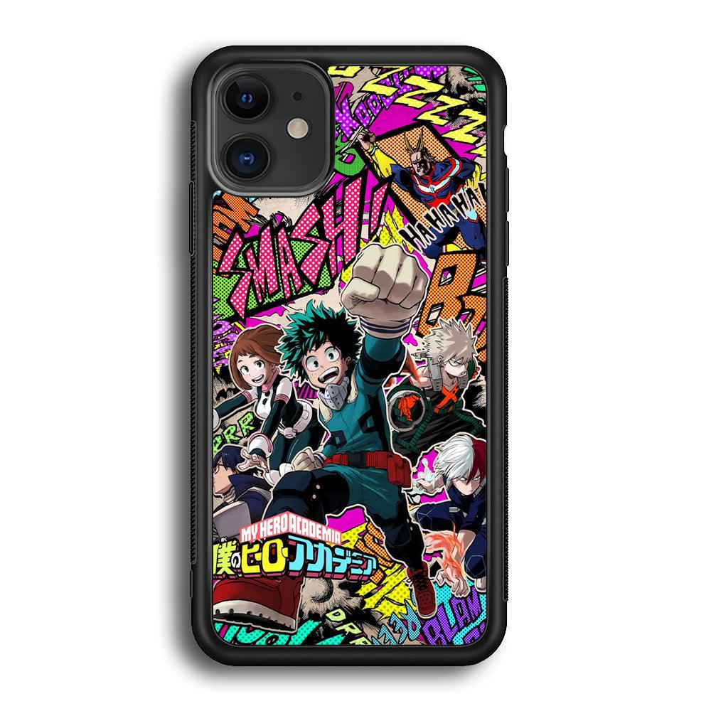 My Hero Academia Feel The Smash iPhone 11 Case-Rubber Black (2D Case)-Oxvistore