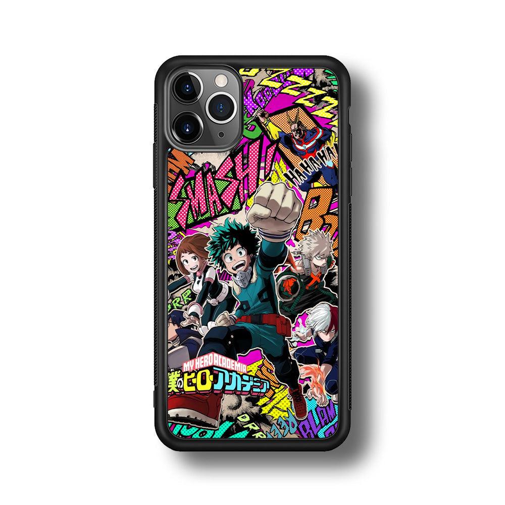 My Hero Academia Feel The Smash iPhone 11 Pro Max Case-Rubber Black (2D Case)-Oxvistore