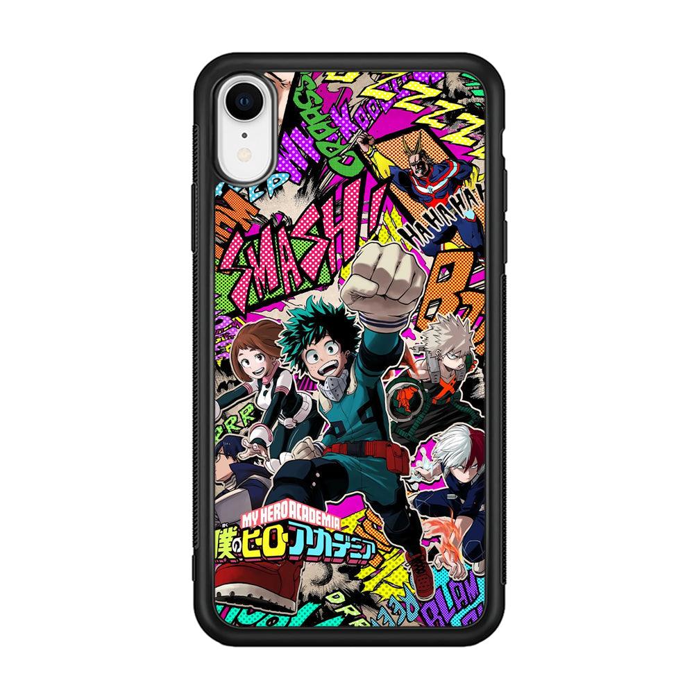 My Hero Academia Feel The Smash iPhone XR Case-Rubber Black (2D Case)-Oxvistore