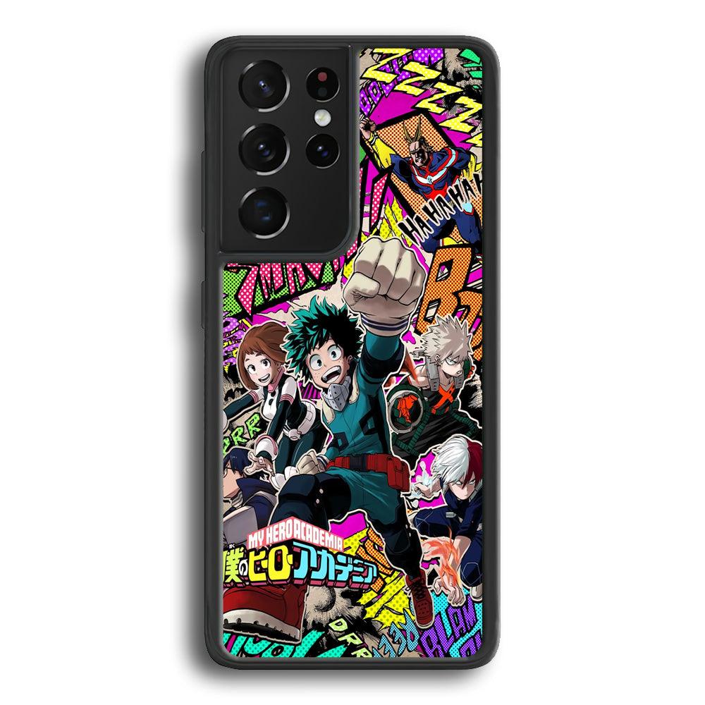 My Hero Academia Feel The Smash Samsung Galaxy S24 Ultra Case-Rubber Black (2D Case)-Oxvistore